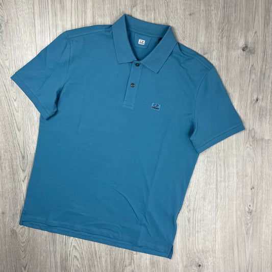CP Company Piquet Polo Shirt - Aegean Blue Castmark