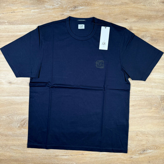CP Company Metropolis Mercerized Logo T-Shirt in Navy Castmark