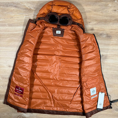 CP Company DD Shell Goggle Down Vest in Bombay Brown Castmark