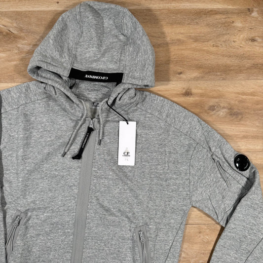 CP Company Diagonal Raised Zipped Lens Hoodie in Grey Castmark