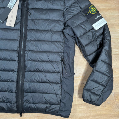 Stone Island Loom Woven Chambers Nylon Down-TC Jacket in Black Castmark