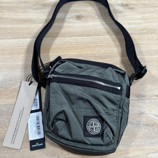 Stone Island Coated Nylon Metal Body Bag in Musk Green Castmark