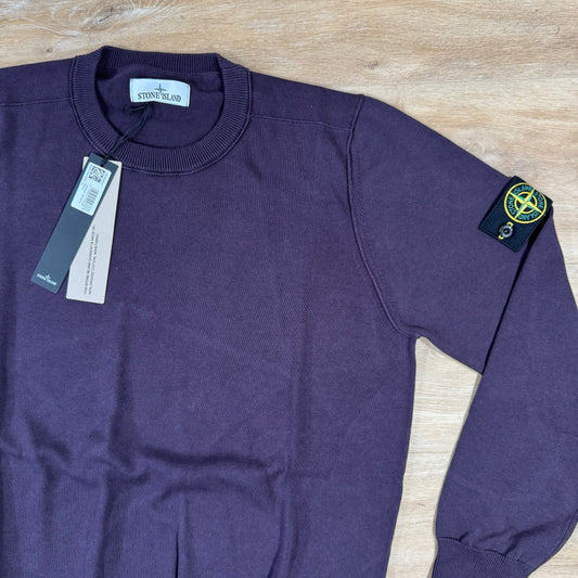 Stone Island Soft Organic Cotton Crewneck Jumper in Burgundy Castmark