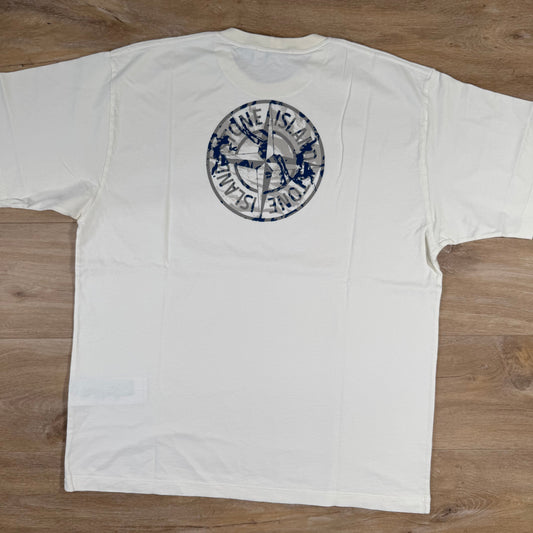 Stone Island Organic Cotton Compass Camo T-Shirt in Ivory Castmark