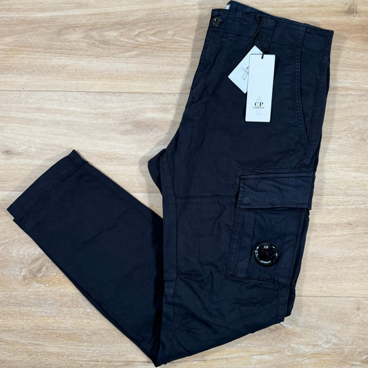 CP Company Stretch Sateen Lens Cargo Pants in Navy Castmark