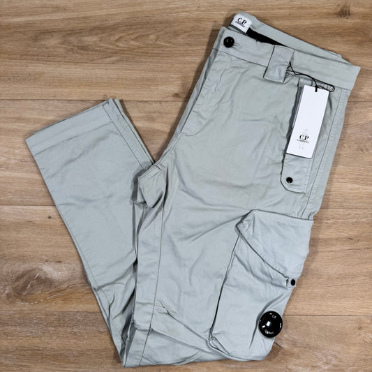 CP Company Stretch Sateen Utility Cargo Lens Pants in Blue Fox - Grey Castmark