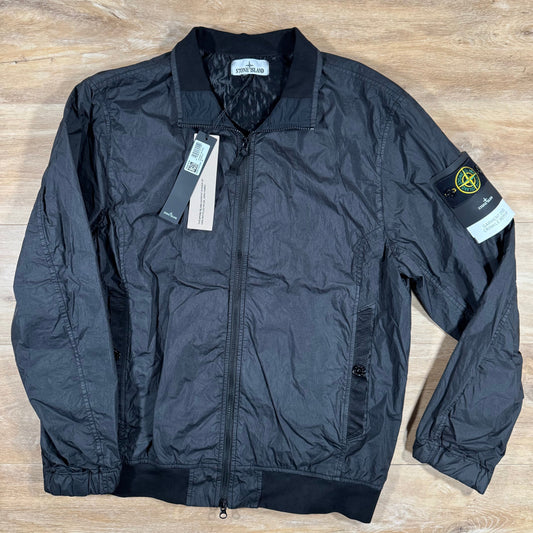 Stone Island Crinkle Reps R-NY Bomber Jacket in Black Castmark