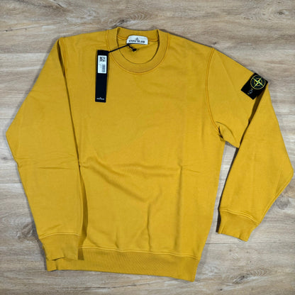 Stone Island Garment Dyed Crewneck Sweatshirt in Mustard Castmark