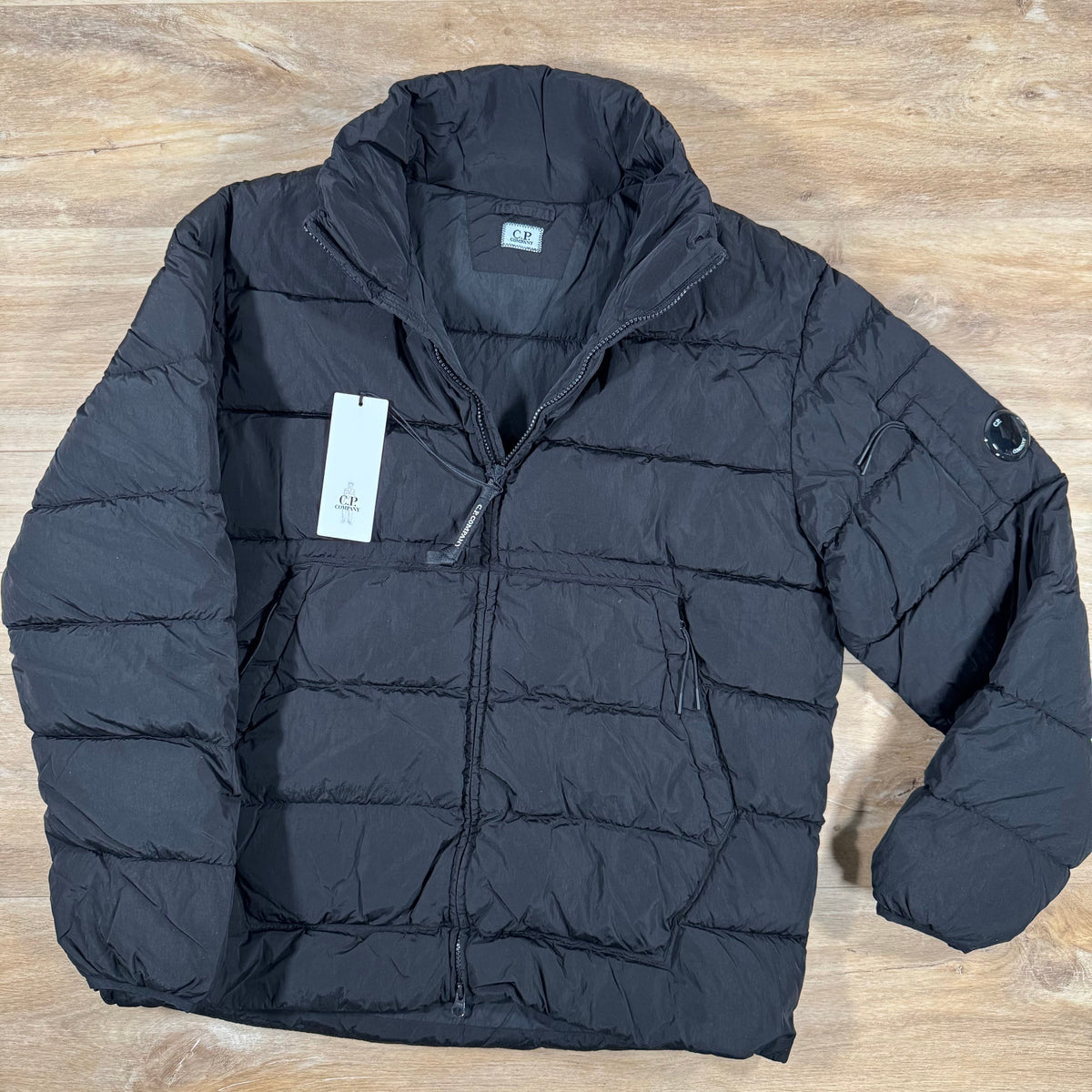 CP Company Chrome-R Down Lens Jacket in Black Castmark
