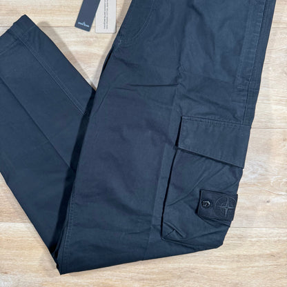 Stone Island Weatherproof Canvas Ghost Cargo Trousers in Black Castmark