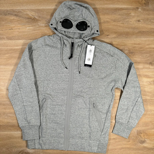 CP Company Diagonal Raised Zipped Goggle Hoodie in Grey Castmark