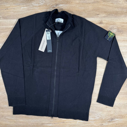 Stone Island Light Organic Cotton Knit Cardigan in Black Castmark