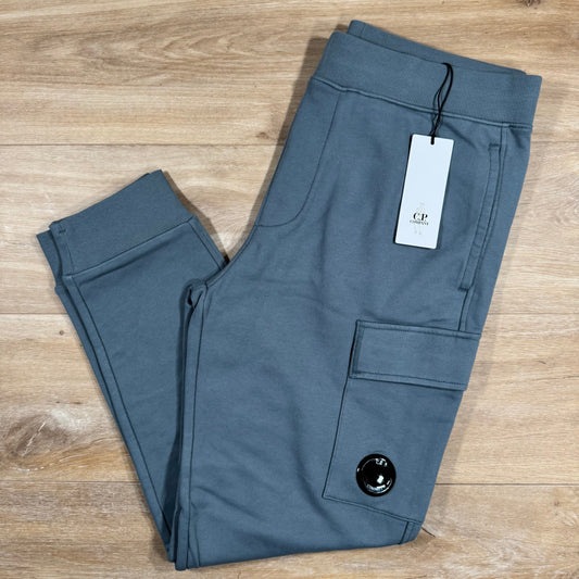 CP Company Diagonal Raised Fleece Lens Sweatpants in Stormy Weather - Blue Castmark