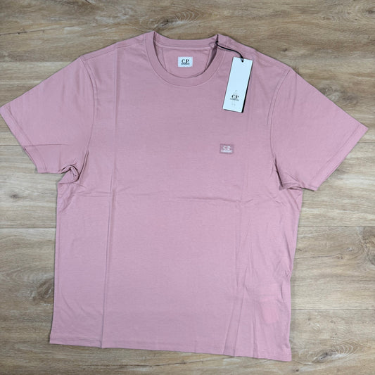 CP Company 30/1 Jersey Logo Patch T-Shirt in Misty Rose - Pink Castmark