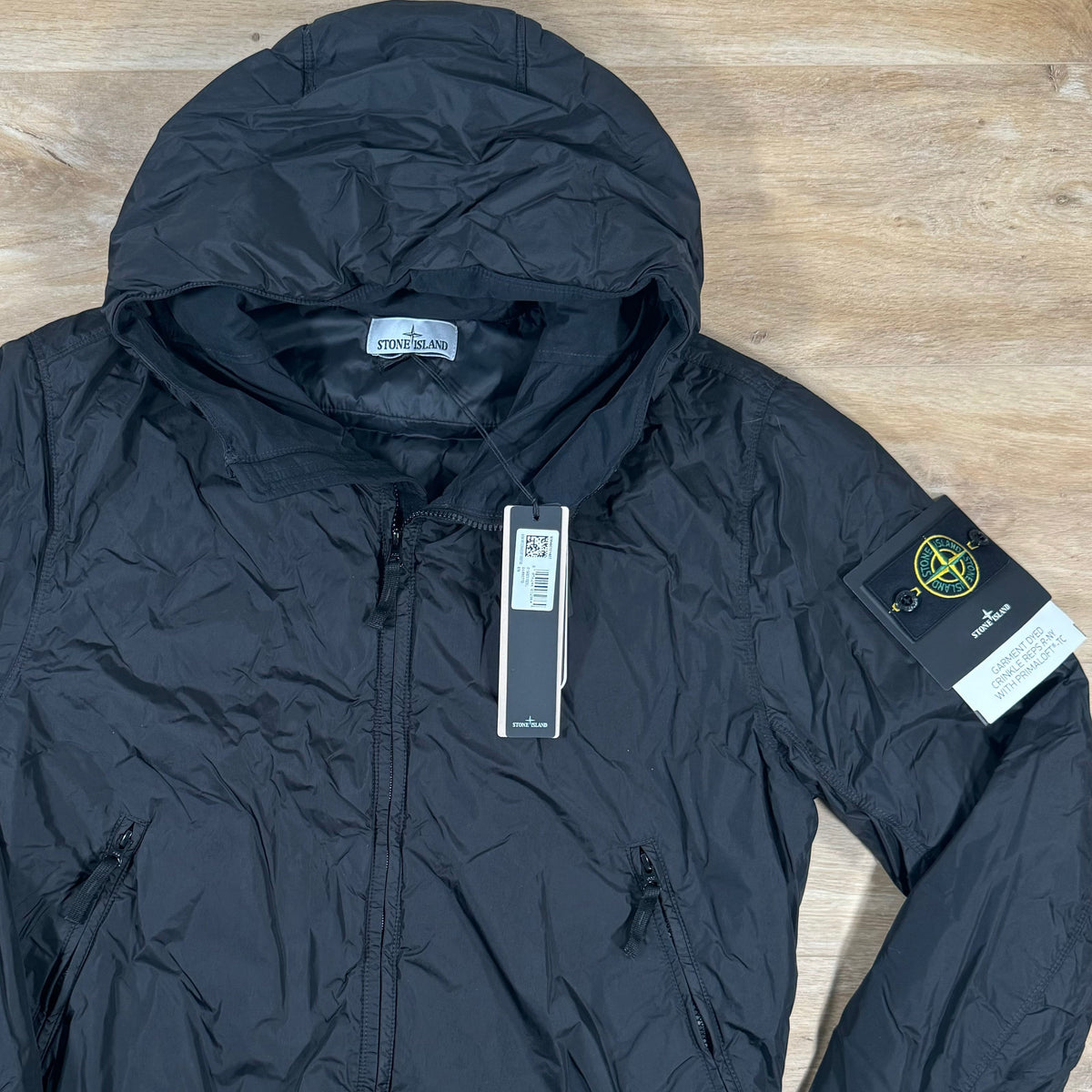 Stone Island Crinkle Reps R-NY Primaloft T-C Jacket in Black Castmark