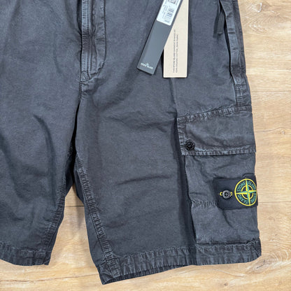 Stone Island Brushed Cotton Cargo Bermuda Shorts in Black Castmark