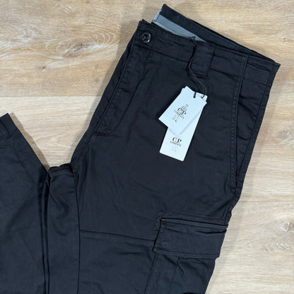 CP Company Stretch Cargo Trousers in Black Castmark