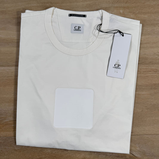 CP Company Metropolis Series Rubberized Logo T-Shirt in Gauze White Castmark