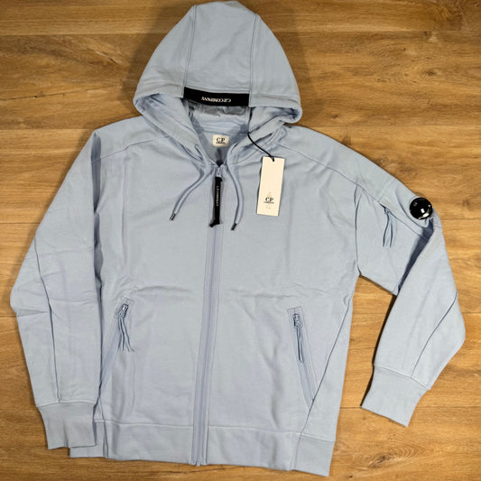 CP Company Diagonal Raised Zipped Lens Hoodie in Cerulean - Light Blue Castmark