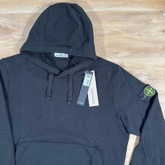 Stone Island Organic Cotton Fleece Pullover Hoodie in Black Castmark