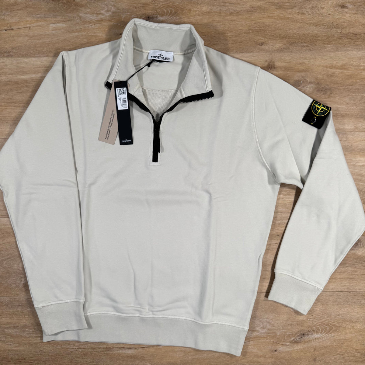 Stone Island Organic Cotton Half-Zip Sweatshirt in Sand Castmark