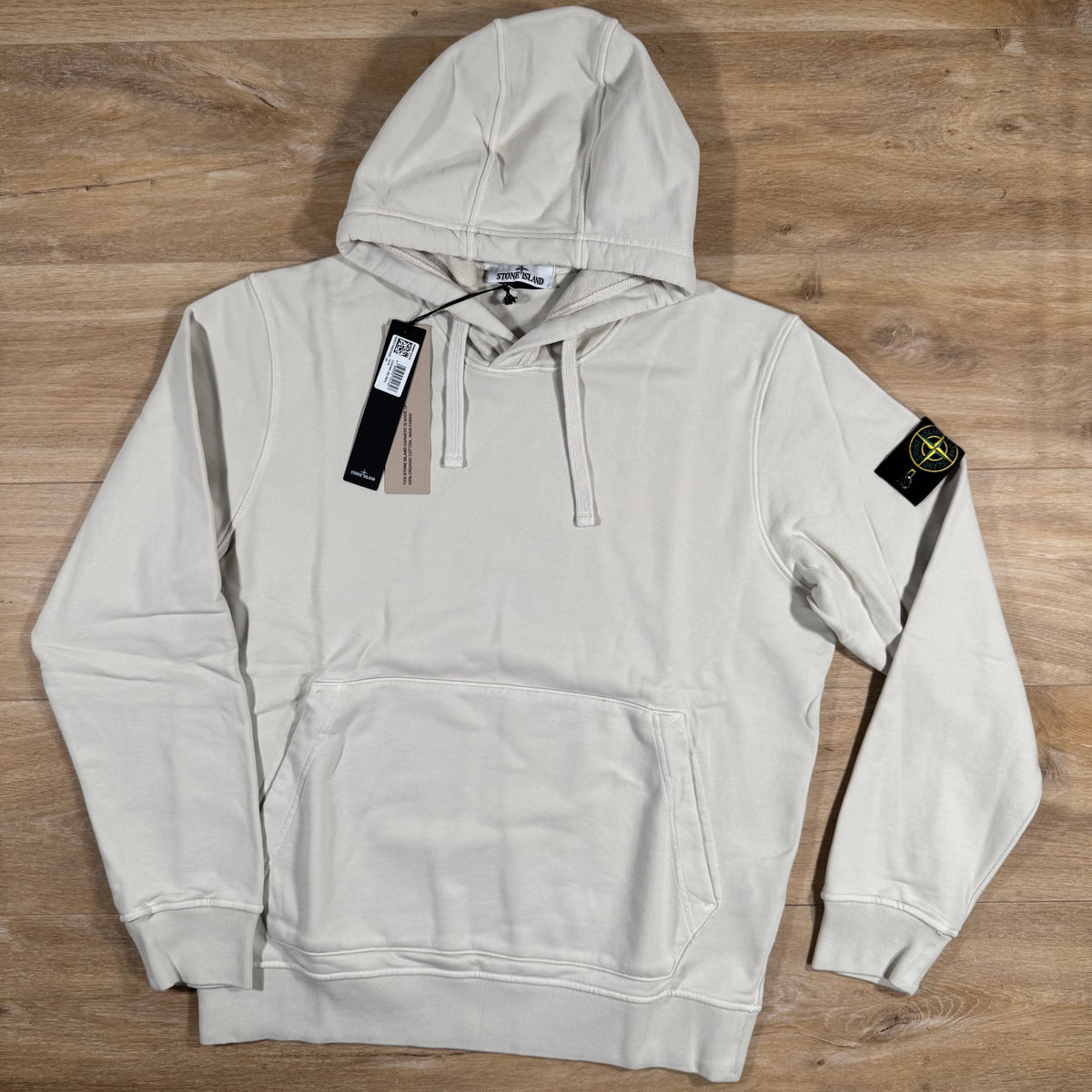 Stone Island Organic Cotton Fleece Pullover Hoodie in Sand Castmark