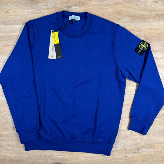 Stone Island Organic Cotton Fleece Sweatshirt in Bright Blue Castmark