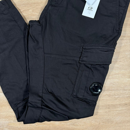 CP Company Stretch Cargo Trousers in Black Castmark
