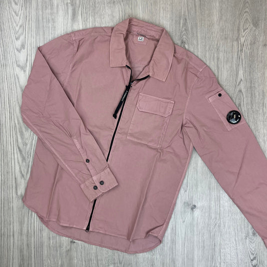 CP Company Zip Overshirt - Mauve Castmark