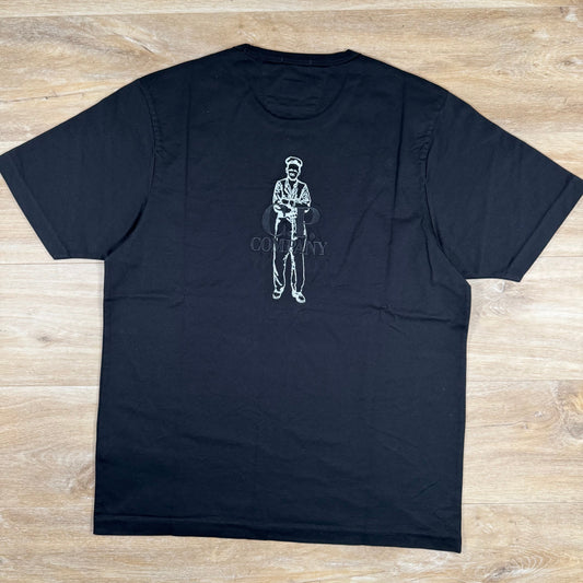 CP Company 30/2 Mercerized Jersey Twisted British Sailor T-Shirt in Black Castmark
