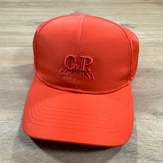 CP Company Chrome-R Logo Cap in Poinciana Orange Castmark