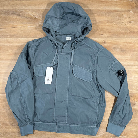 CP Company Chrome-R Hooded Lens Jacket in Stormy Weather - Blue Castmark