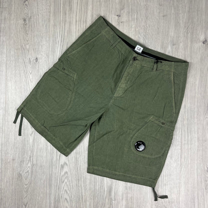 CP Company Cargo Shorts - Bronze Green Castmark
