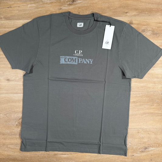 CP Company 24/1 Jersey Logo T-Shirt in Smoked Pearl - Grey Castmark