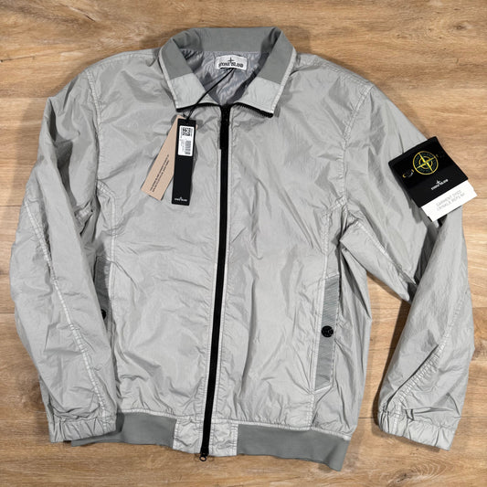 Stone Island Crinkle Reps R-NY Bomber Jacket in Pearl Grey Castmark