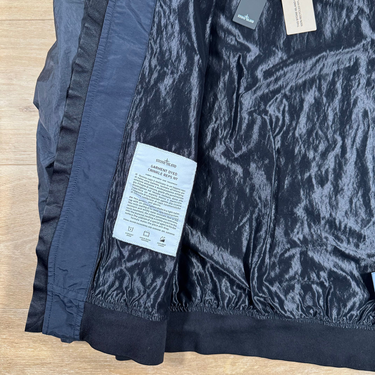 Stone Island Crinkle Reps R-NY Bomber Jacket in Navy Castmark