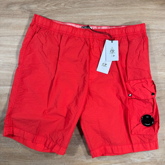 CP Company Flatt Nylon Cargo Lens Swim Shorts in Poinciana - Orange Castmark