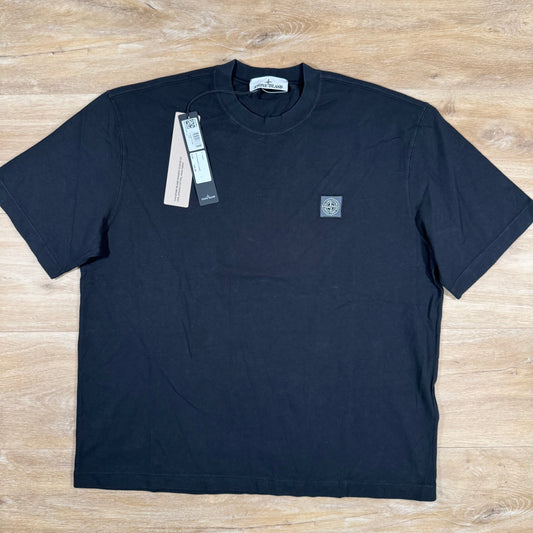 Stone Island Combed Organic Cotton Patch Logo T-Shirt in Black Castmark