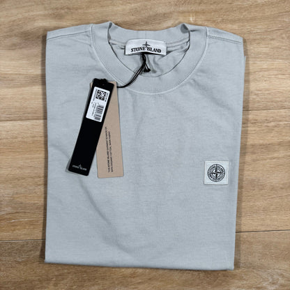 Stone Island Combed Organic Cotton Patch Logo T-Shirt in Pearl Grey Castmark