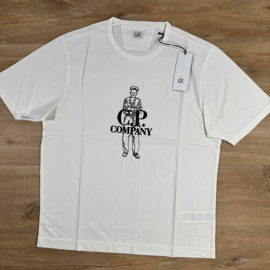 CP Company 1020 British Sailor T-Shirt in Gauze White Castmark