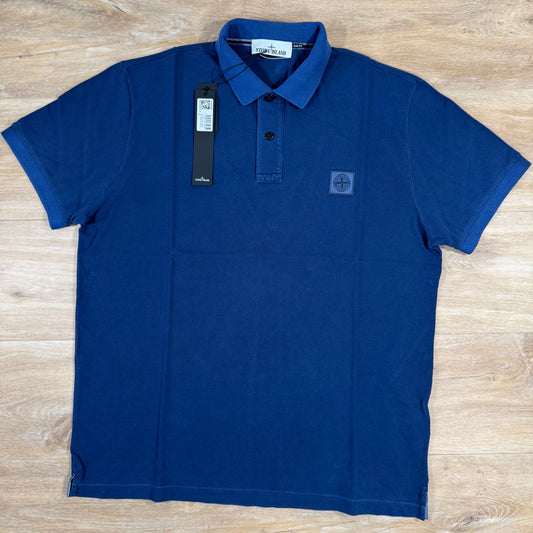 Stone Island Organic Cotton Overdye Polo Shirt in Marine Blue Castmark
