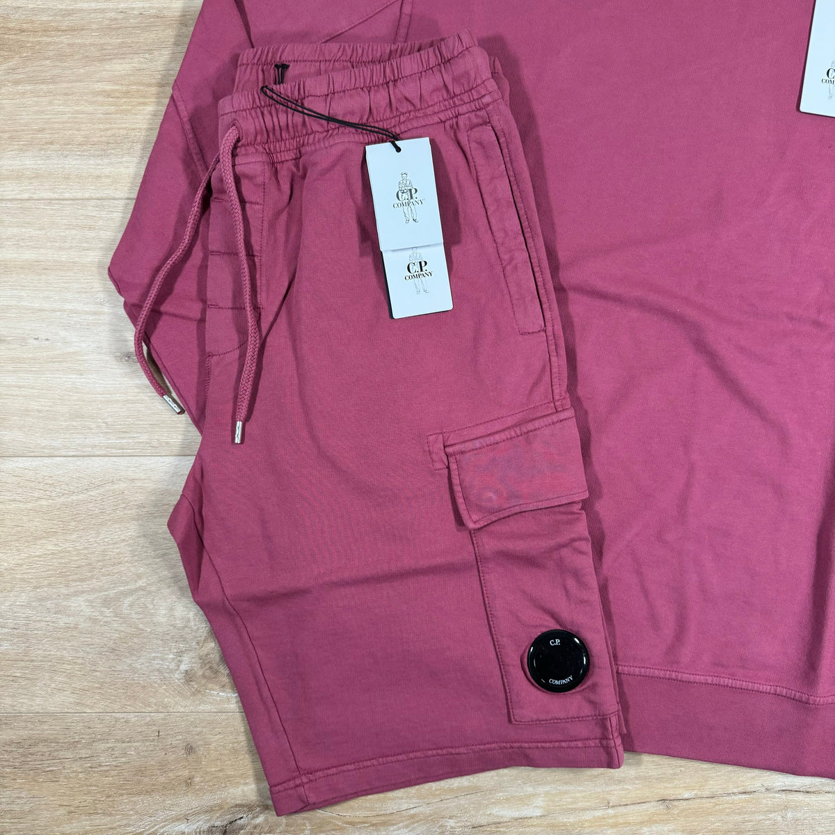 CP Company Light Fleece Lens Tracksuit in Red Bud Castmark