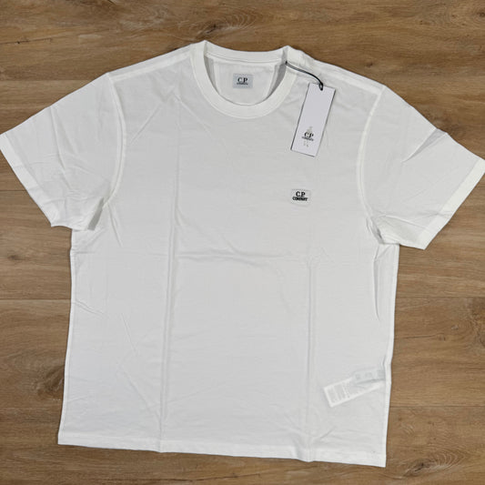 CP Company 30/1 Jersey Logo Patch T-Shirt in Gauze White Castmark