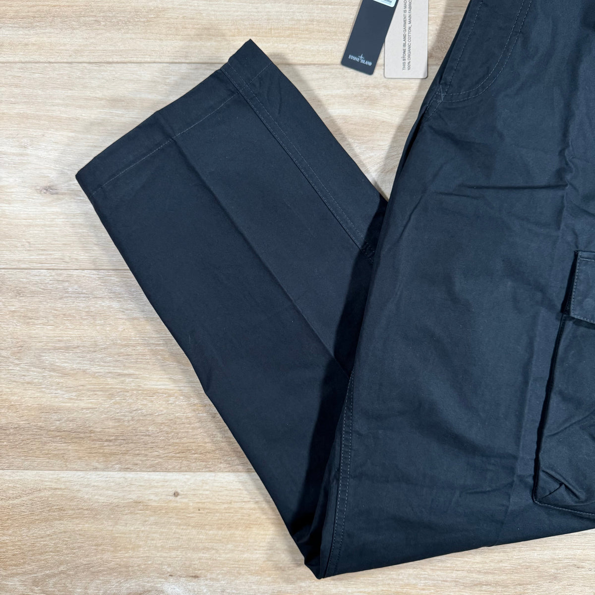 Stone Island Weatherproof Canvas Ghost Cargo Trousers in Black Castmark