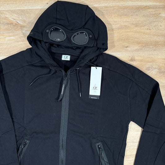 CP Company Diagonal Raised Zipped Goggle Hoodie in Black Castmark