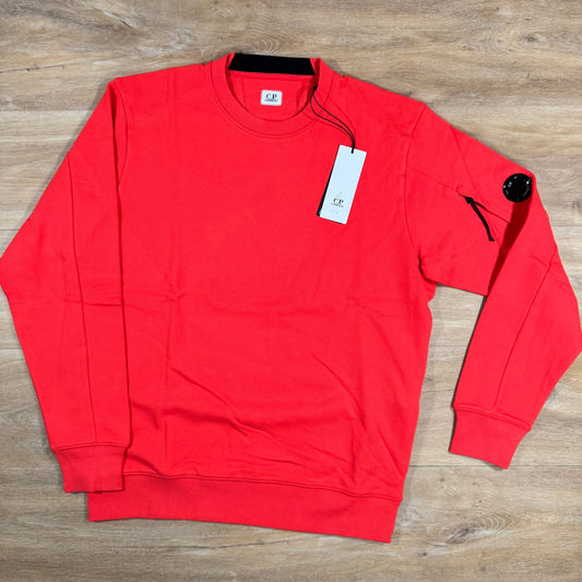 CP Company Diagonal Raised Fleece Lens Sweatshirt in Poinciana Orange Castmark