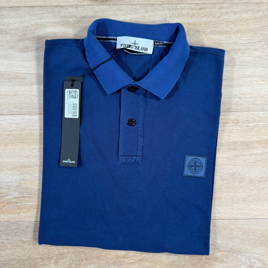 Stone Island Organic Cotton Overdye Polo Shirt in Marine Blue Castmark
