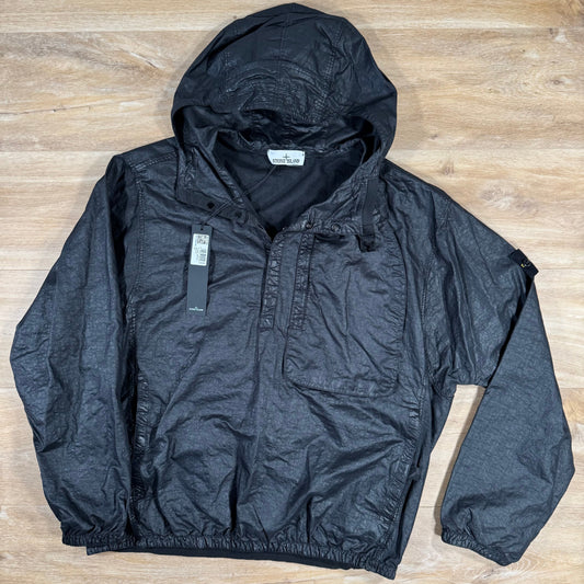 Stone Island Organic Look Nylon Panama-TC Anorak Jacket in Black Castmark