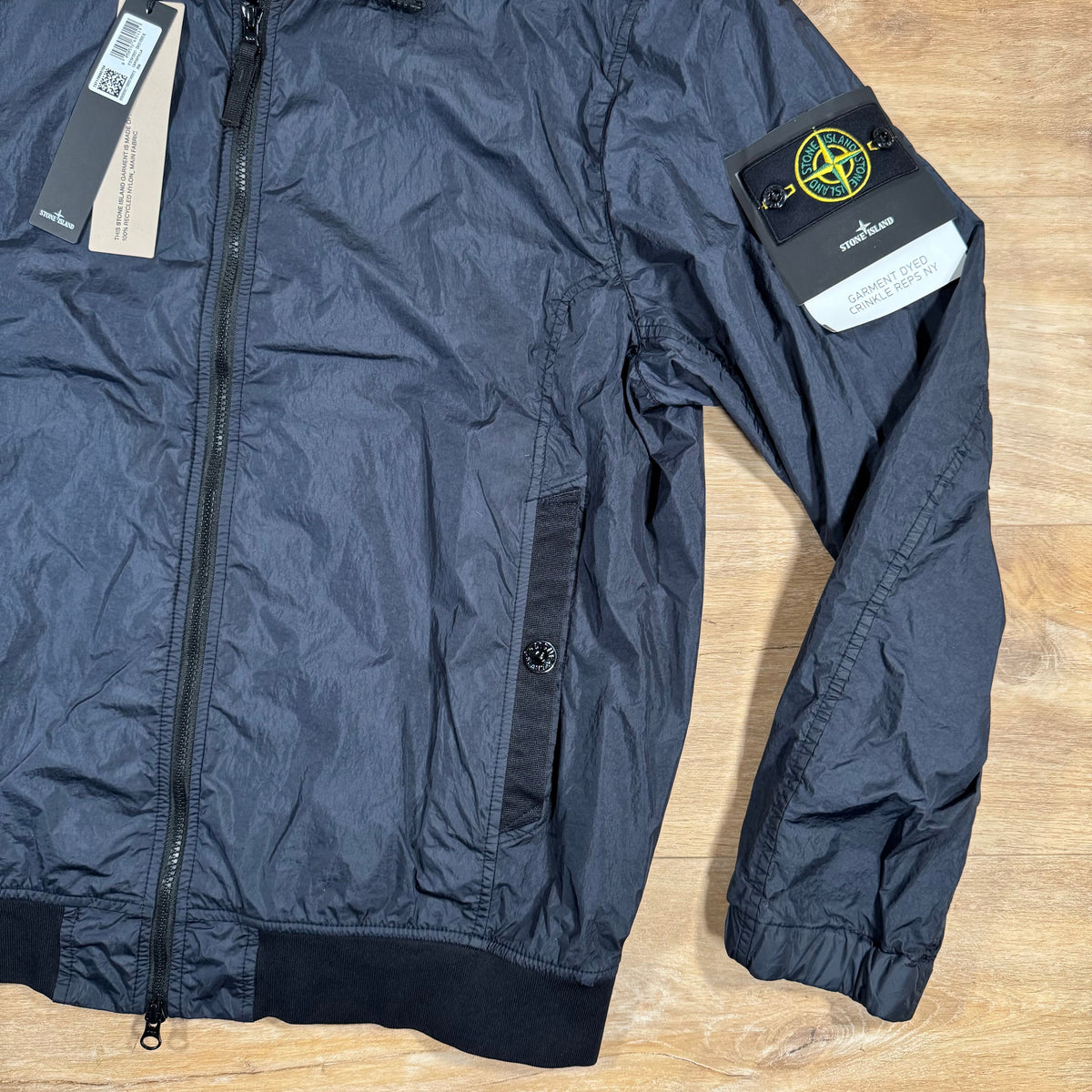 Stone Island Crinkle Reps R-NY Bomber Jacket in Navy Castmark