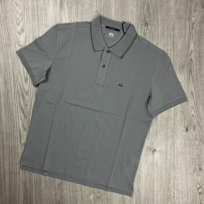 CP Company Piquet Polo Shirt - Drizzle Castmark